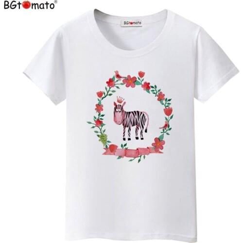 2021 T shirt Flower and zebra beautiful t-shirt women Hot sale new style top tees Short sleeve O-neck casual tshirt women
