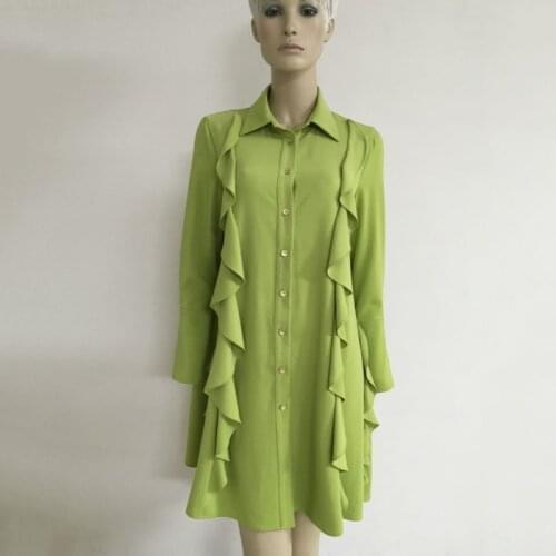 New Womens White Ruffles Designed Elegant Full Sleeve Lapel Collar Office Lady Spring Summer Fashion Shirts