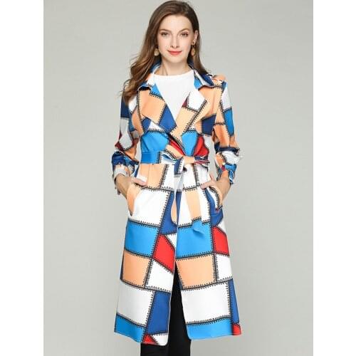 Raincoats for Women Cloak 2020 Spring Autumn Print Trench Coat British Style Windbreaker Casual Lapel Slim Work Multicolor