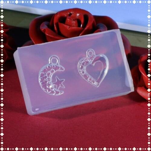 GLADZGT Love moon stars Liquid silicone mold DIY resin jewelry pendant necklace pendant lanugo mold resin molds for jewelry