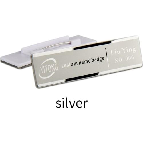 1PC Personalized Laser Engrave Name Tag ID Pin Backing Metal Badge Holder