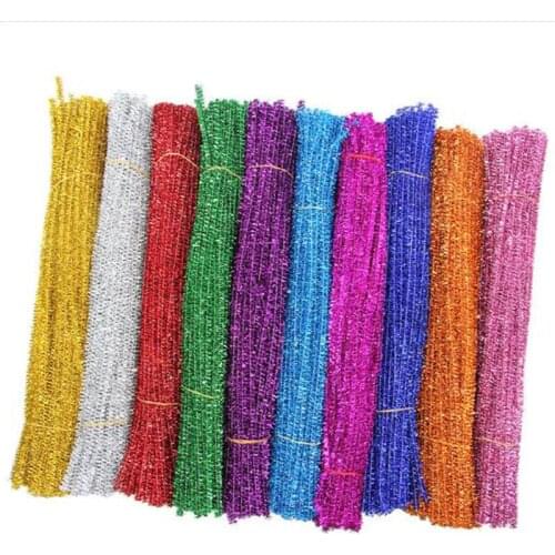 100pcs 30cm Chenille Stem Pipe Cleaner Kids Plush Educational Toy Colorful glitter Strip Cleaner Toy Handmade DIY Craft Supplies