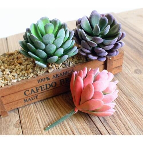 11x8cm Tropical Artificial Succulent Plants Green Lotus Flower Fake Plants Home Garden Decoration Accessories Desktop Bonsai