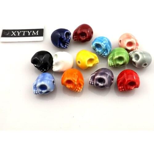 13x13mm Ceramic Skull Beads For DIY Mixed Color 100pcs/lot Free Shipping