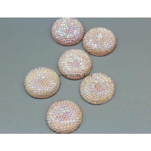 150pcs big 24mm Glitter AB pink Iridescent Flat Back Round Resin Rhinestones, DIY Kawaii Scrapbook Beads Crafts Resin