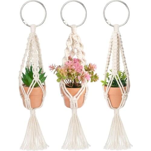 3Pcs Flowerpot Hanging Net Hand Knitting String Bag Wall-Mounted Decor For Home Garden Store Cotton Rope Rope Braided Sling