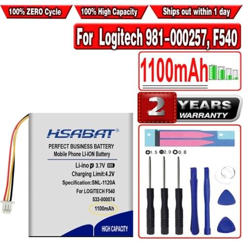 HSABAT 1100mAh 533-000074 Battery for Logitech 981-000257 F540 G930 981-000257