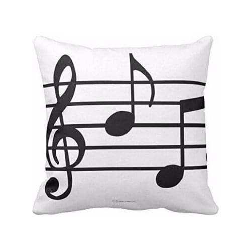 White Pillowcase Black Music Notes Custom Zippered Square Pillow Cover Pillowcases Throw Pillow Cover Free Shipping