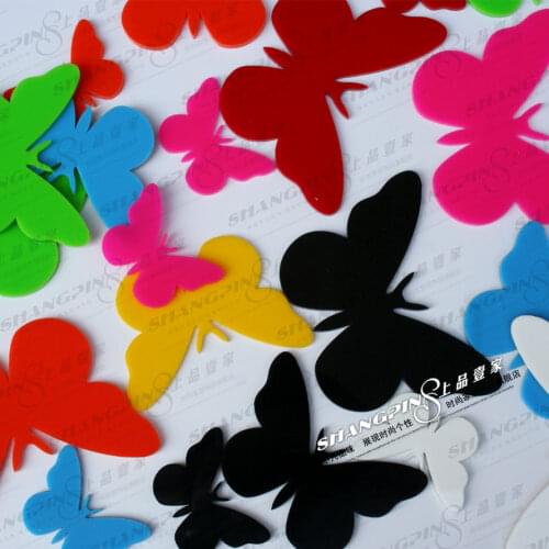 Free shipping Butterfly Acrylic mirror Wall Stickers 3D Crystal Embossed TV Wall Clock Accessories DIY Art Home decor