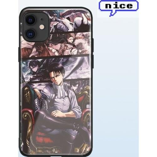 Levi Shingeki no Kyojin Anime cover FOR iPhone SE 6s 7 8 x xr xs 11 pro max Samsung s note 10 20 plus glass phone case shell