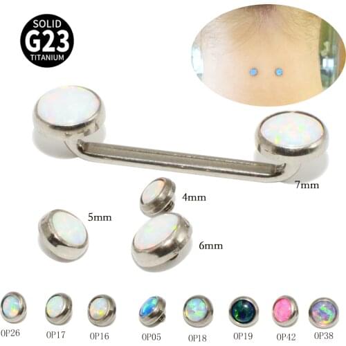 CHUANCI 1PC G23 Titanium Colorful Opal Gem Internally Threaded Surface Barbell Micro Dermal Anchor Body Piercing Jewelry 14G