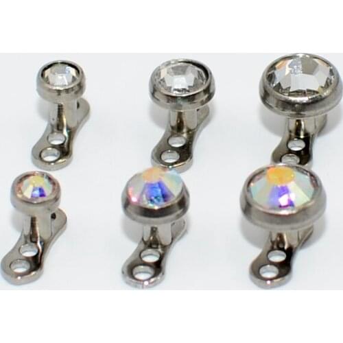 CHUANCI 1Pc Titanium With CZ Crystal Top Dermal Anchor Skin Diver Implants Body Piercing Jewelry