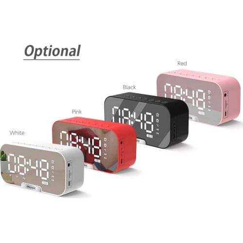 Digital Alarm Clock LED Mirror Clock Electronic Table Clock with BT Speaker FM Radio Temperature Display Desktop Alarm Clocks