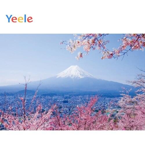 Japan Cherry Blossoms Mount Fuji Backdrop Newborn Baby Shower Kids Birthday Portrait Photography Background For Photo studio