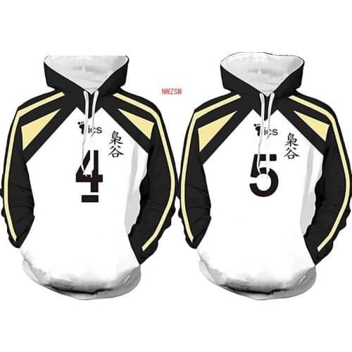 Haikyuu Bokuto Koutarou Cosplay Hoodies Akaashi Keiji Volleyball Sweatshirt Hooded Sweater Adult Unisex Sportswear