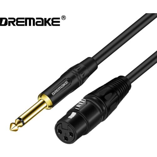 Instrument Guitar Cable XLR 3 Pin Female to 6.35 mm (1/4") Male Mono Jack Plug Cable for Microphone, Amplifier, AMP