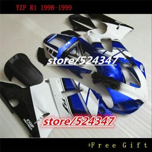 Nn-motorcycle race fairings parts for 1998 1999 YZF R1 98 99 YZFR1 YZF1000 blue black white body fairing kits for Yamaha