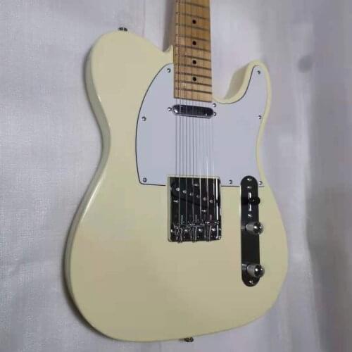 Tele Electric Guitar Cream Yellow Color Basswood Guitar Body Maple Fingerboard Silver Hardware High Quality Free Shipping