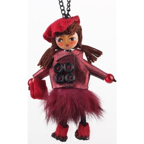 Bonsny Handmade Doll Necklace French Statement Long Pendant 2015 New Winter Trendy Jewelry for Women Accessories