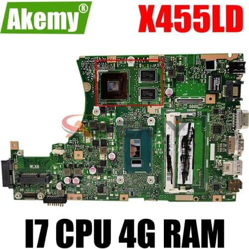 Akemy X455LD X455LJ Laptop motherboard for ASUS X455LD/J X455L X455 Y483L W419L W409L F455 Test original mainboard 4G RAM I7 CPU