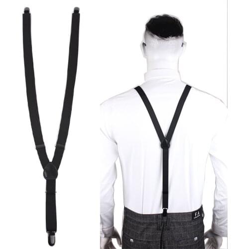 Men Women Black Adjustable Elasticated Adult Suspender Straps Unisex Y Shape Elastic Clip-on Suspenders 3 Clip Pants Braces