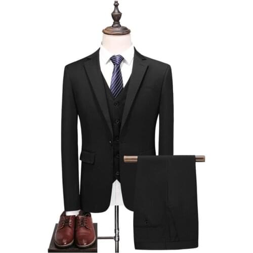 2019 Slim Fit Wedding Suits Casual Suit For Men Blazer Suit Mens Business Party Good Quality Suits Men (Jacket+Vest+Pants)