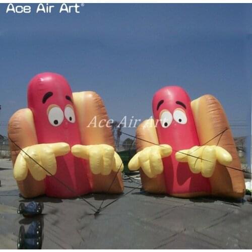 Outdoor giant Advertising Inflatable hot dog food with air blower for store opening