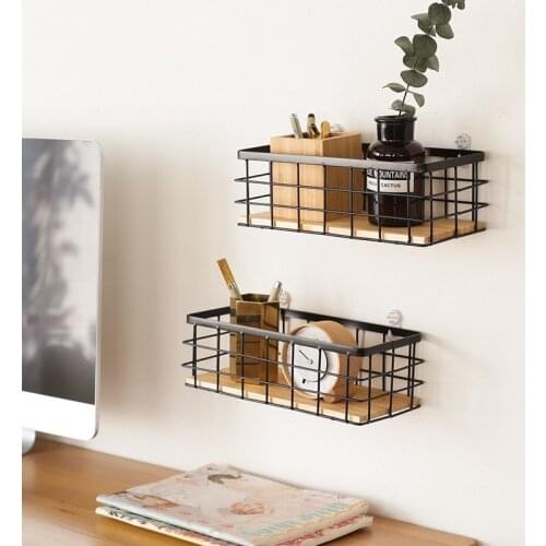 Iron Storage Holders Home Storage Shelf Wall Hanging Storage Box Flower Pots Book Storage Racks Decoration Organizer Shelves