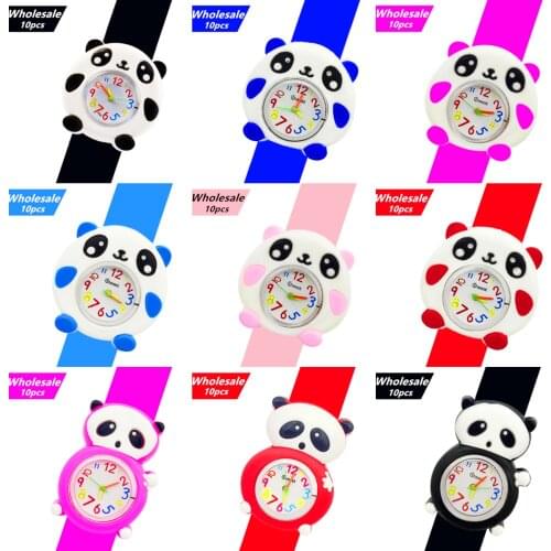 Low-cost Wholesale 10 Pcs Panda Watch Children Cartoon Toy Baby Kindergarten Activity Gifts Kids Slap Watches Boys Quartz Clock