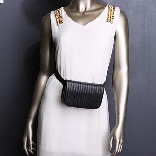 2021 New Women Bag PU Leather Waist Bag Designer High-Quality Chest Bag Black Rivet Handbag for Jewelry Store Mall Worker