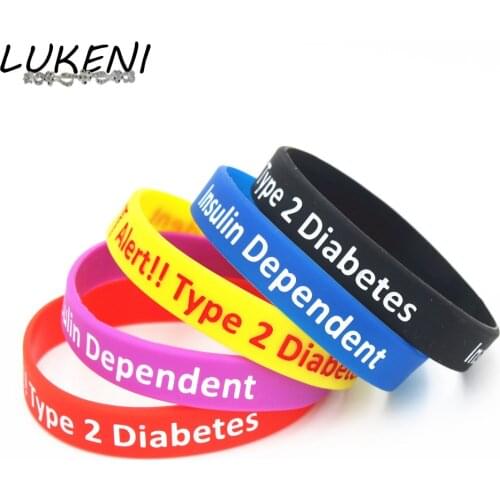 LUKENI New Diabetic Bracelets Medical Alert Type 2 Diabetes Insulin Dependent Silicone Wristband Armband Nurse Bangles SH060
