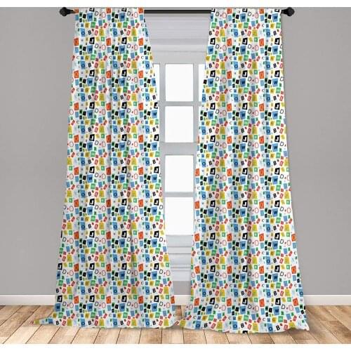 Letters Window Curtains Colorful Alphabet with Different Fonts Fun Typescript ABC Window Drapes with Rod Pocket