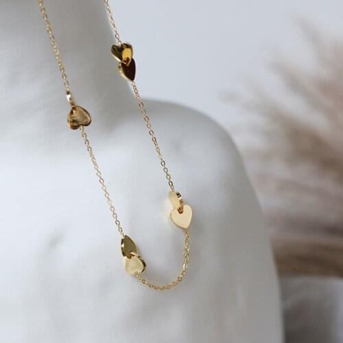 YUN RUO 18K Gold Color Letters Carved Heart Pendant Necklace Woman Jewelry Fashion 316 Titanium Steel Accessory Not Change Color