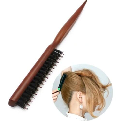 Professional Salon Teasing Back Hair Brushes Boar Bristle Wood Slim Line Comb Hairbrush Extension Hairdressing Styling Tools DIY