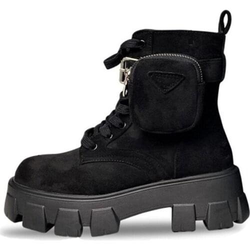 RASMEUP Womens Platform pocket Boots Luxury 2021 Designer Women Chunky Style Boots Fashion Ladies Shoes Lace Up Footwear