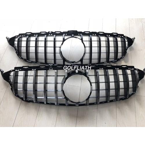 For C Class W205 GT R ABS Front Bumper Mesh Grill Grille For mercedes C180 C200 C260 C300 Sports 2015-2018 no camera