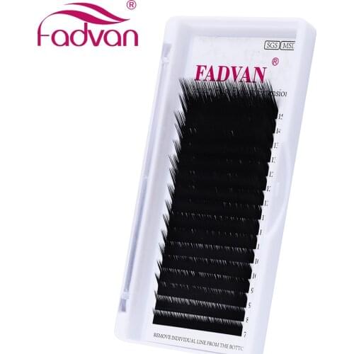 Fadvan 16 Line L/L+/LC/LD/LU Curl False Eyelash Extensions Matt Black 7-15mm Mixed Faux Mink Makeup Lashes for Grafting L Shaped