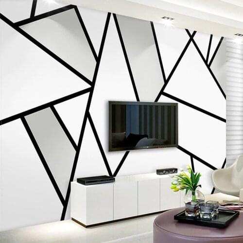 Modern Simple 3D Stereo Black And White Geometry Line Mural Wallpaper Living Room TV Sofa Study Office Wall Papers For Walls 3 D