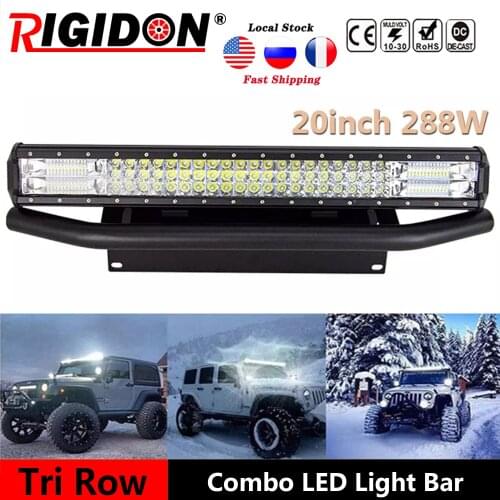 RIGIDON 20inch 7D Tri-Row Led Light Bar +23inch Bracket +Wiring Flood Spot Combo Beam for Offroad Boat Truck 4WD SUV UTE ATV
