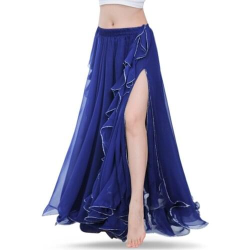 Belly Dance Skirts Oriental Double High Slits Belly Dance Costume Skirt for Women Skirt Belly Dance (Without Belt)