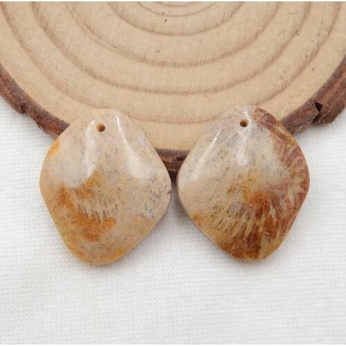 Natural Indonesian Fossil Coral fashion Semi-precious stones, Jewelry accessories women Earrings Bead36x10x4mm4.7g