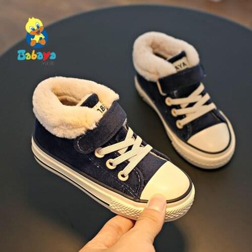 Winter Childrens boots Girl Boy Plush Boat Casual Warm Ankle Shoes Kid Fashion Sneaker Baby Snow Boots Child Shoe For Girl Boy