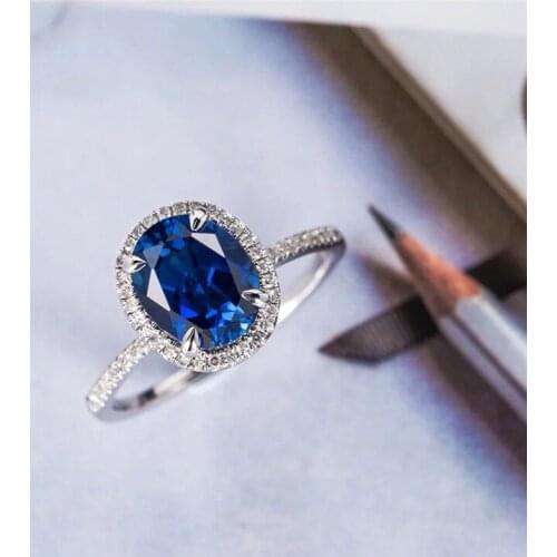 1 PC Royal Blue Round Crystal Womens Zircon Ring Simple Simple Travel Jewelry