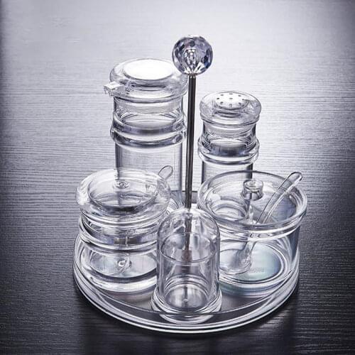 1PCS Sugar Pepper Powder With Spoon Plastic Seasoning Bottle Transparent Kitchen Supplies Acrylic Spice Jar For Salt