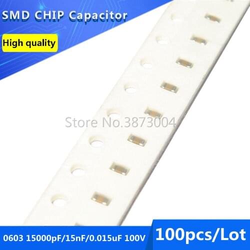 100pcs 0603 15000pF 15nF 0.015uF 100V X7R SMD Chip Capacitor