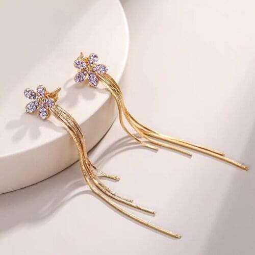 11.11 Sale Trend Crystal Fashion Drop Earring for Girl Wedding Party High Quality Women Long Chain Dangle Earings Christmas Gift