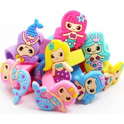 12pcs/lot Mermaid rings birthday party offers gifts multi-colored animal bracelet birthday party offers gifts for guest