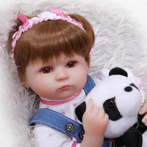16inch Reborn Doll Newborn Soft Silicone PP Stuffed Body Handmade Xmas Toys