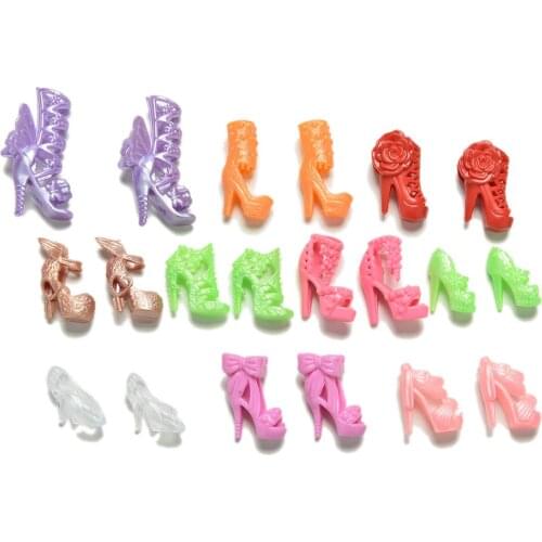 20Pcs/Lot Fashion Fixed Styles Doll Shoes Bandage Bow High Heel Sandals for Doll Dolls Accessories Toys Color Random Wholesale