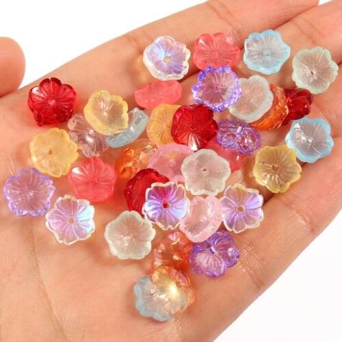 20pcs Multi Colors Plum Flower Lampwork Crystal Glass Spacer Beads For Jewelry Making Diy Needlework Bracelet Hairpin Supplies
